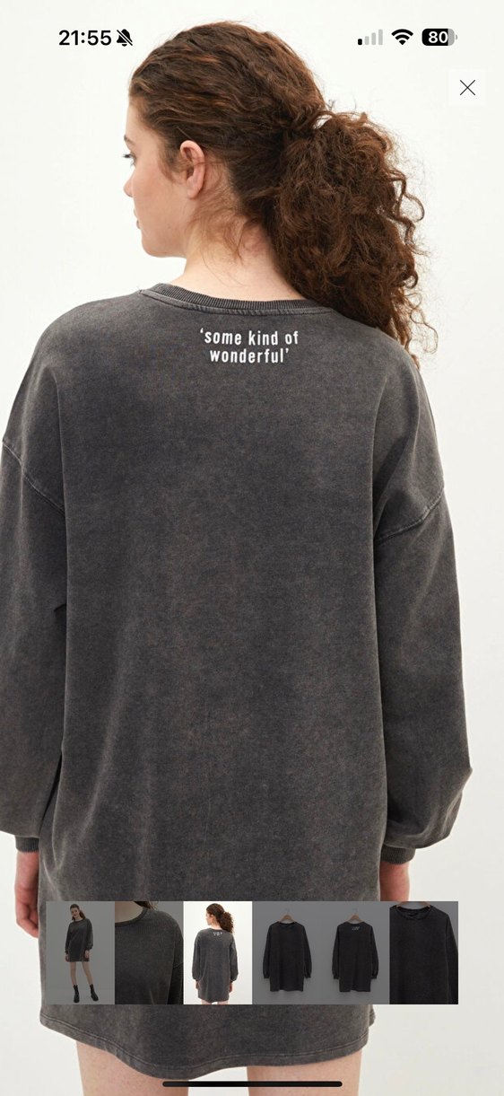 Gri Kadın Salaş Sweatshirt elbise - Görsel 4