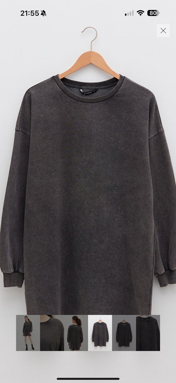 Gri Kadın Salaş Sweatshirt elbise - Görsel 5