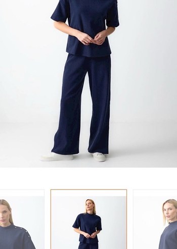 Lacivert  Kesim Kısa Kollu ikili takım - Görsel 4