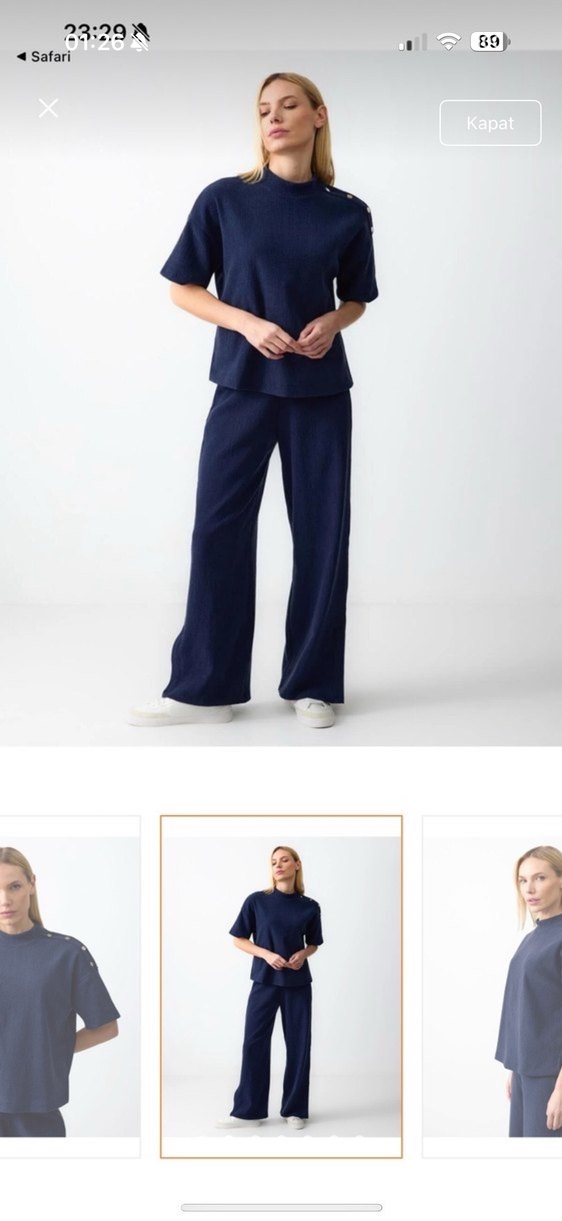 Lacivert  Kesim Kısa Kollu ikili takım - Görsel 4