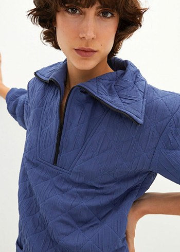 Kadın Mavi Kapitone Midi kapitone  Elbise - Görsel 4