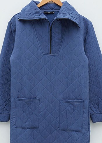 Kadın Mavi Kapitone Midi kapitone  Elbise - Görsel 3