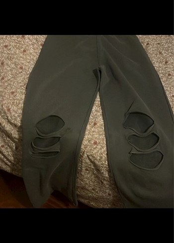 Gri Kesik Detaylı Salaş pantolon - Görsel 4