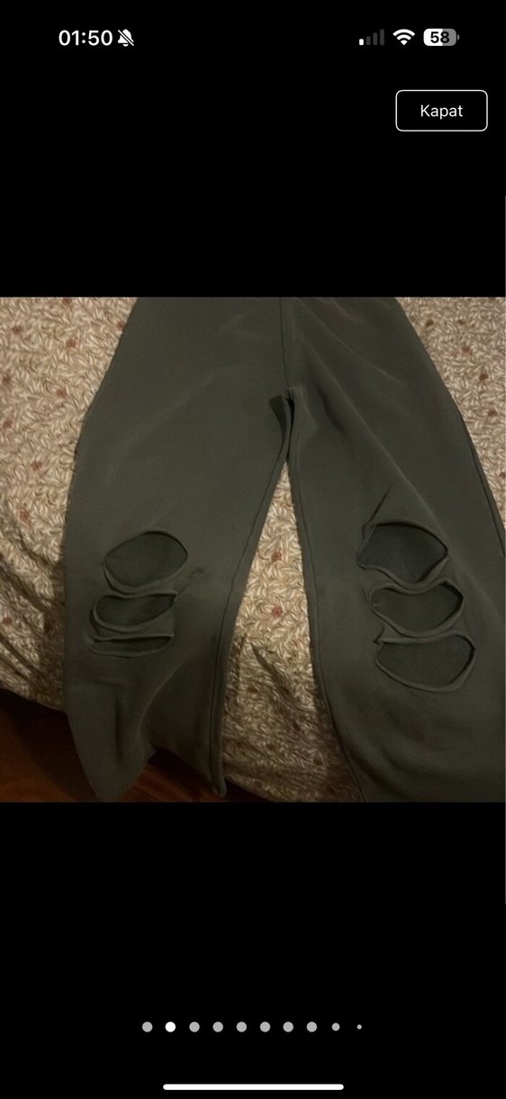 Gri Kesik Detaylı Salaş pantolon - Görsel 4