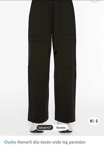 Oysho Siyah Kemerli Geniş Paça Pantolon - Görsel 3