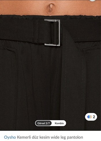 Oysho Siyah Kemerli Geniş Paça Pantolon - Görsel 2