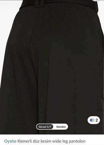 Oysho Siyah Kemerli Geniş Paça Pantolon - Görsel 4