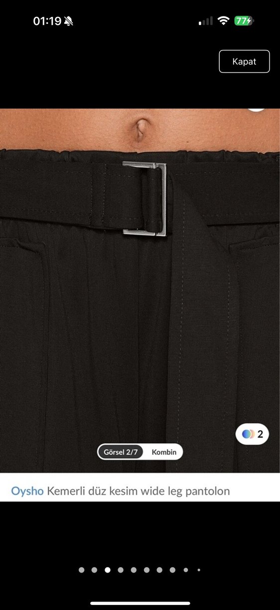 Oysho Siyah Kemerli Geniş Paça Pantolon - Görsel 2