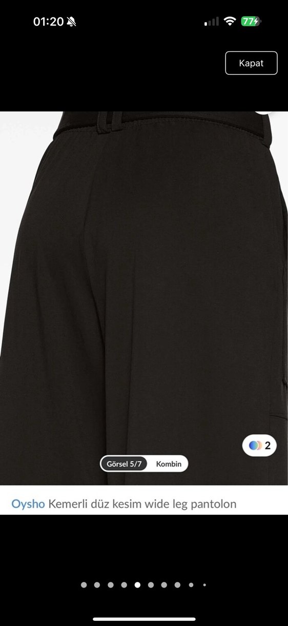 Oysho Siyah Kemerli Geniş Paça Pantolon - Görsel 4