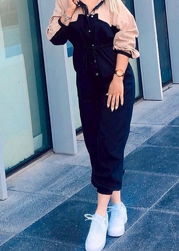 Kadın Kahverengi Uzun Kollu Bol Kesim Tulum - Görsel 2