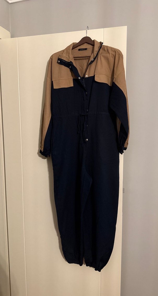 Kadın Kahverengi Uzun Kollu Bol Kesim Tulum - Görsel 3