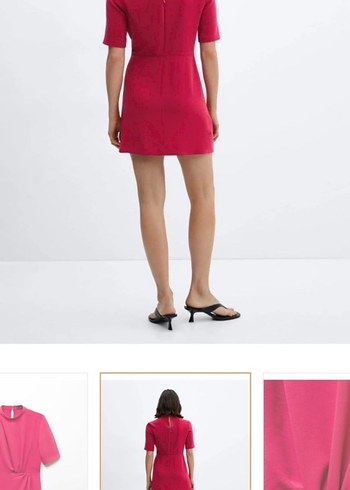 Bordo Kısa Drapeli Mini Elbise - Görsel 5