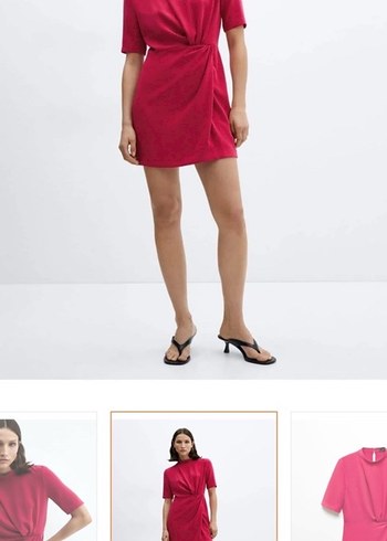 Bordo Kısa Drapeli Mini Elbise - Görsel 2