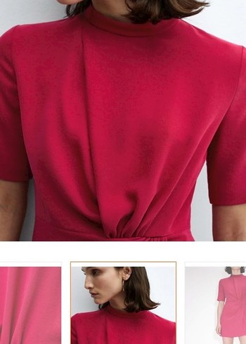 Bordo Kısa Drapeli Mini Elbise - Görsel 3