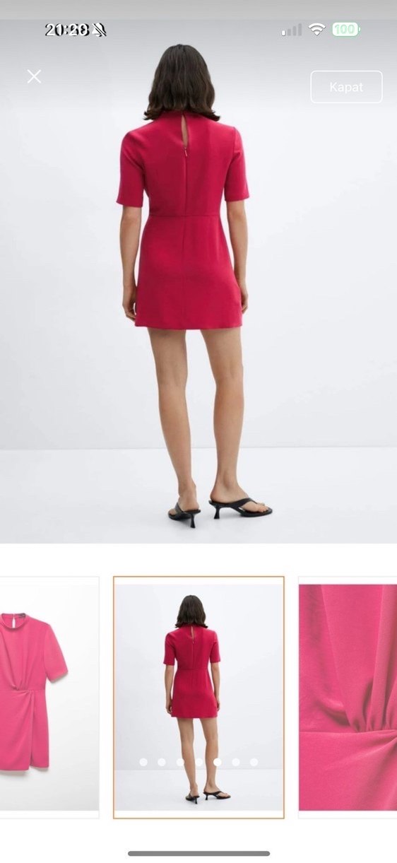 Bordo Kısa Drapeli Mini Elbise - Görsel 5