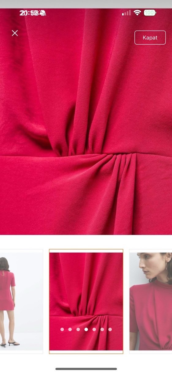 Bordo Kısa Drapeli Mini Elbise - Görsel 4