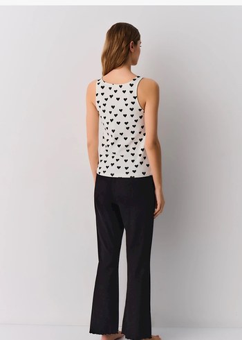 Kadın Siyah Midi Pijama takımı - Görsel 4