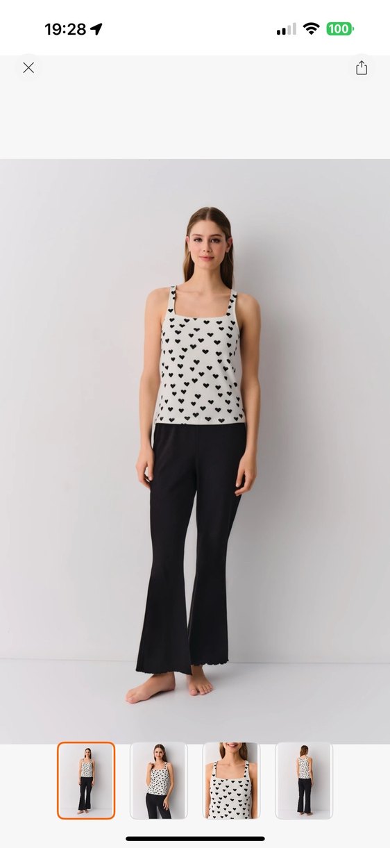 Kadın Siyah Midi Pijama takımı - Görsel 5