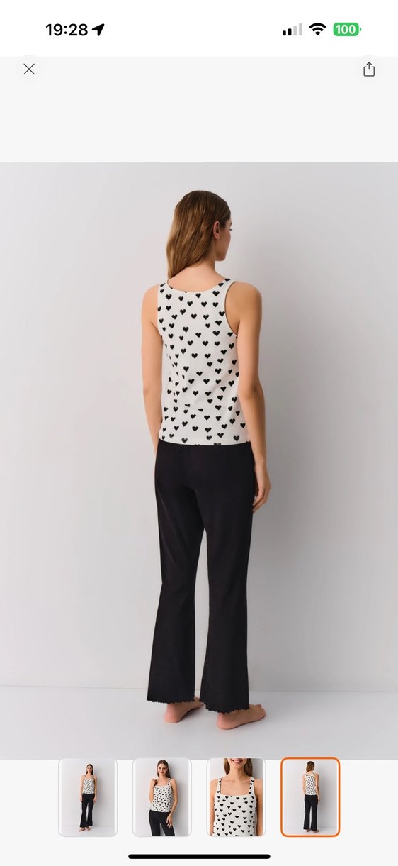 Kadın Siyah Midi Pijama takımı - Görsel 4