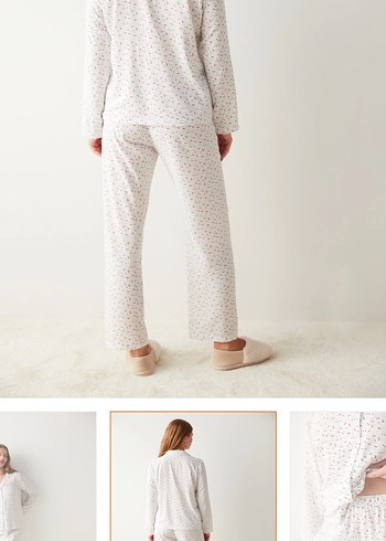 Kadın Beyaz Rahat Pijama Takımı - Görsel 3