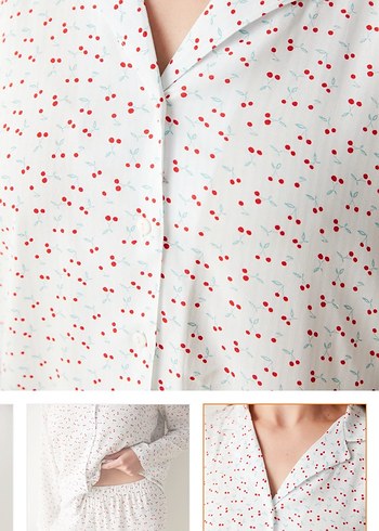 Kadın Beyaz Rahat Pijama Takımı - Görsel 6