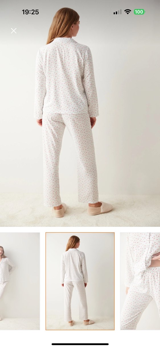 Kadın Beyaz Rahat Pijama Takımı - Görsel 3