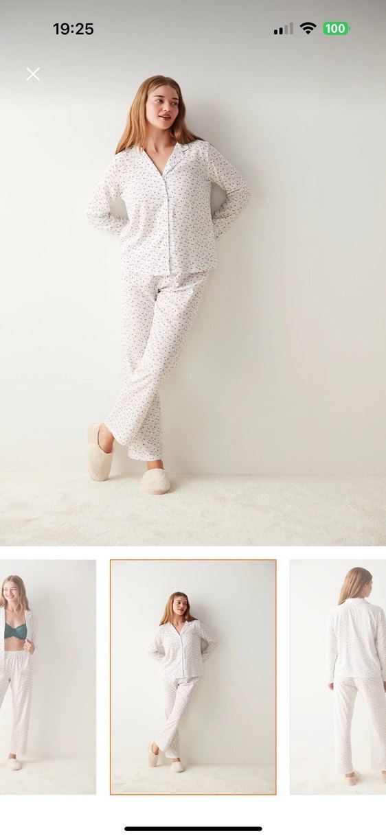 Kadın Beyaz Rahat Pijama Takımı - Görsel 2