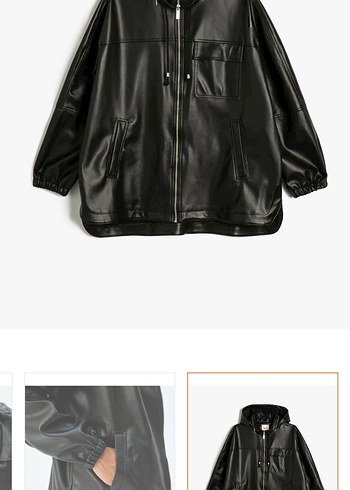 Kadın Siyah Deri Kemerli deri ceket - Görsel 7