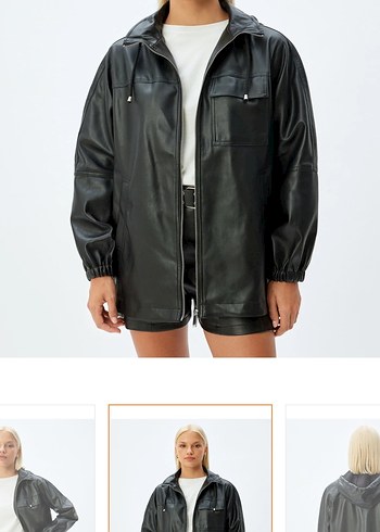 Kadın Siyah Deri Kemerli deri ceket - Görsel 8