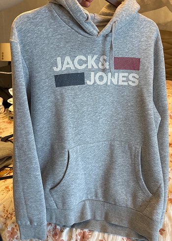 Diğer Jack Jones Gri Melanj Kapusonlu Sweatshirt
