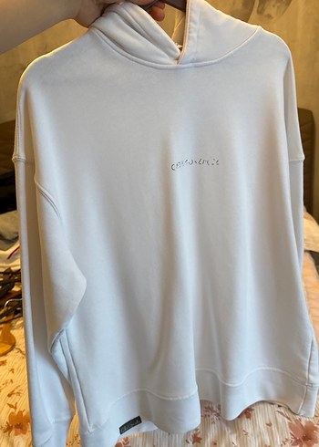 Diğer Ekru Minimal Kapusonlu Sweatshirt