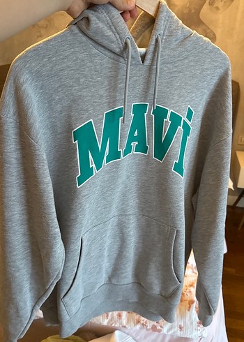 Mavi Gri Melanj Kapusonlu Sweatshirt