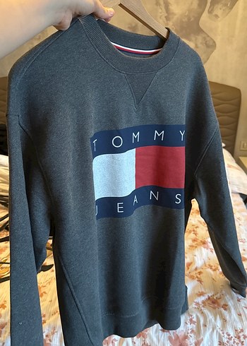 Tommy Hilfiger Tommy Jeans Antrasit Bisiklet Yaka Sweatshirt