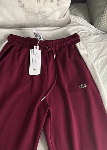 Bordo Lacoste Fermuarlı Kadın Eşofman Altı