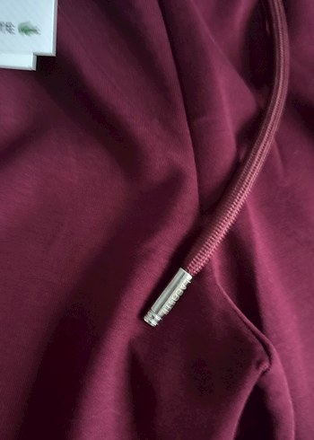 m Beden Bordo Lacoste Fermuarlı Kadın Eşofman Altı