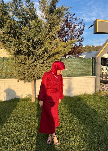 36 Beden Ceylan orantik bordo elbise