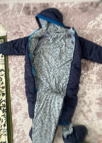 Kapüşonlu Koyu Mavi Bebek Tulum - Görsel 2