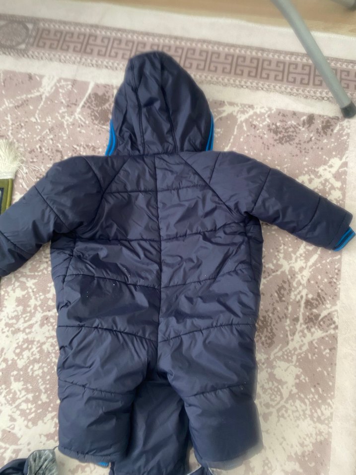 Kapüşonlu Koyu Mavi Bebek Tulum - Görsel 3