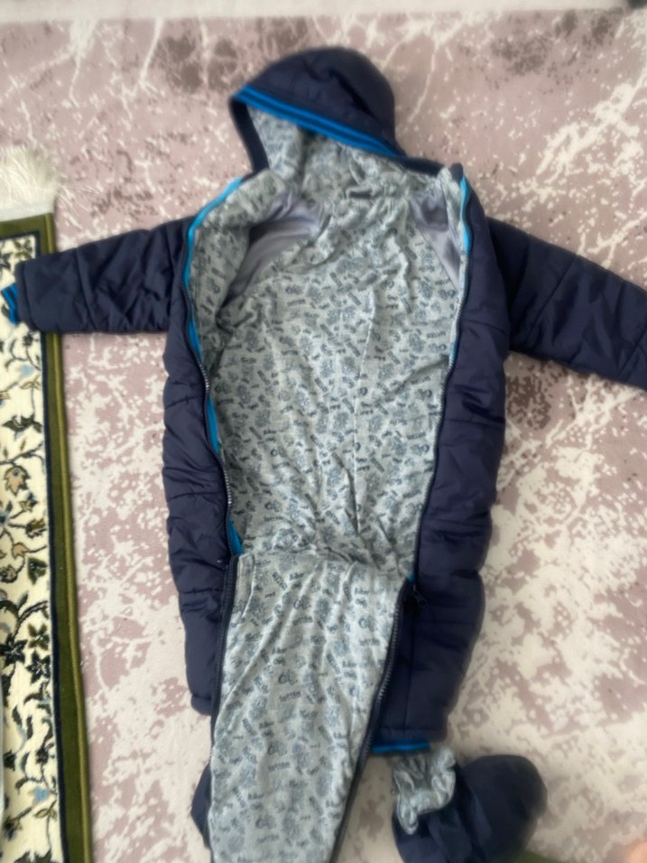 Kapüşonlu Koyu Mavi Bebek Tulum - Görsel 2