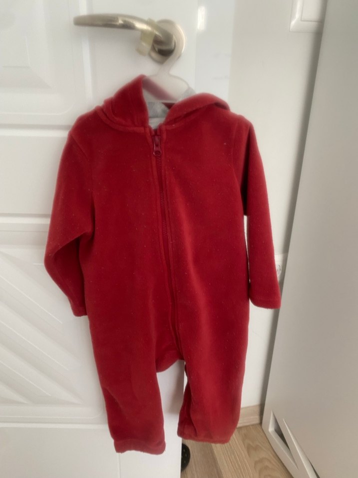 Kırmızı Fermuarlı Bebek Tulumu - Görsel 2