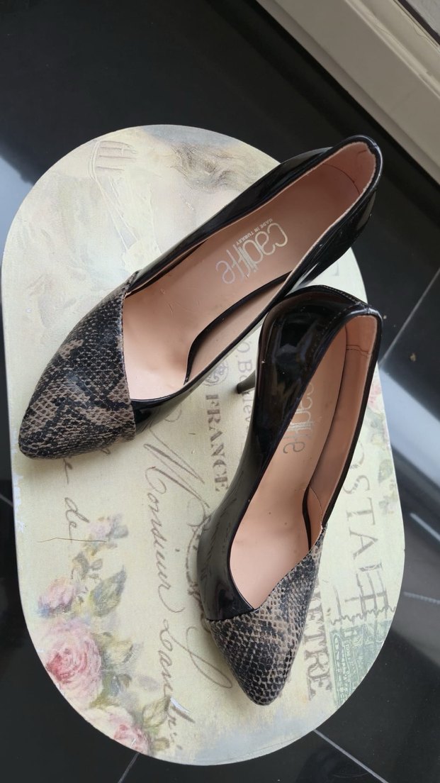 Yılan Desenli Bej Kadın Stiletto - Görsel 2