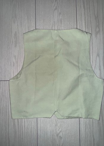 Zara Mint yeşili Keten Düğmeli Kolsuz Mini Yelek