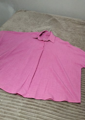 Pembe Keten Düğmeli Kadın Gömlek pantolon takımı özel dikim