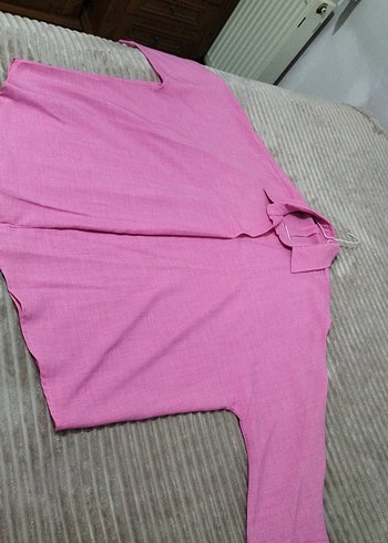 Diğer Pembe Keten Düğmeli Kadın Gömlek pantolon takımı özel dikim