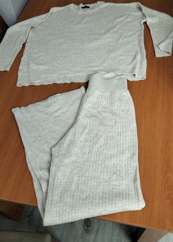 m Beden ten rengi Renk Bej Gri Kadın triko Rahat Pantolon buluz ikili takım