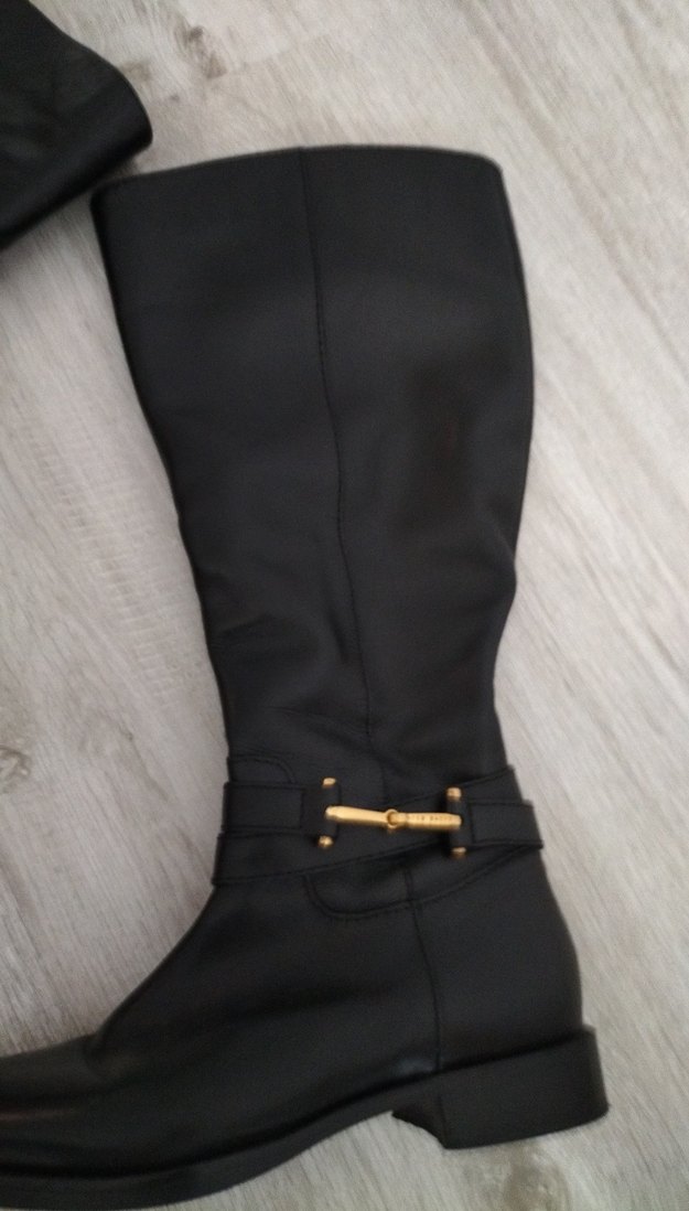 Siyah Deri ici astarlıTokalı uzun Çizme genisletme lastikli - Görsel 5