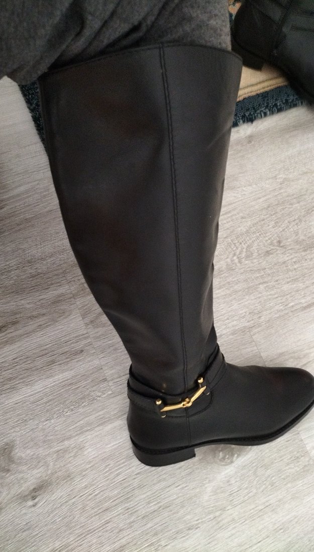 Siyah Deri ici astarlıTokalı uzun Çizme genisletme lastikli - Görsel 2