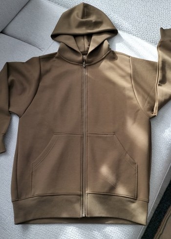 Kahverengi Kapüşonlu Fermuarlı Sweatshirt - Görsel 2