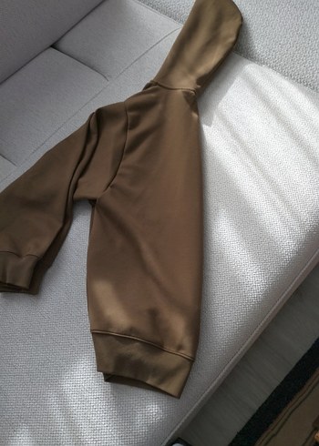 Kahverengi Kapüşonlu Fermuarlı Sweatshirt - Görsel 4