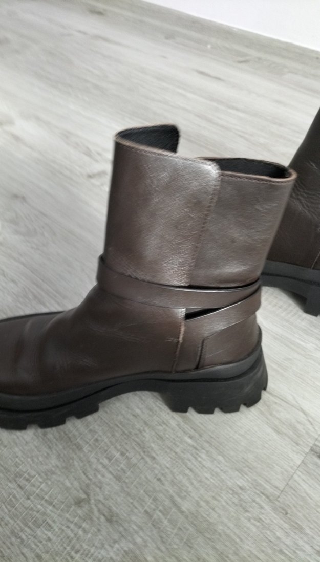 Kahverengi Deri Tokalı Biker Kadın Bot - Görsel 2